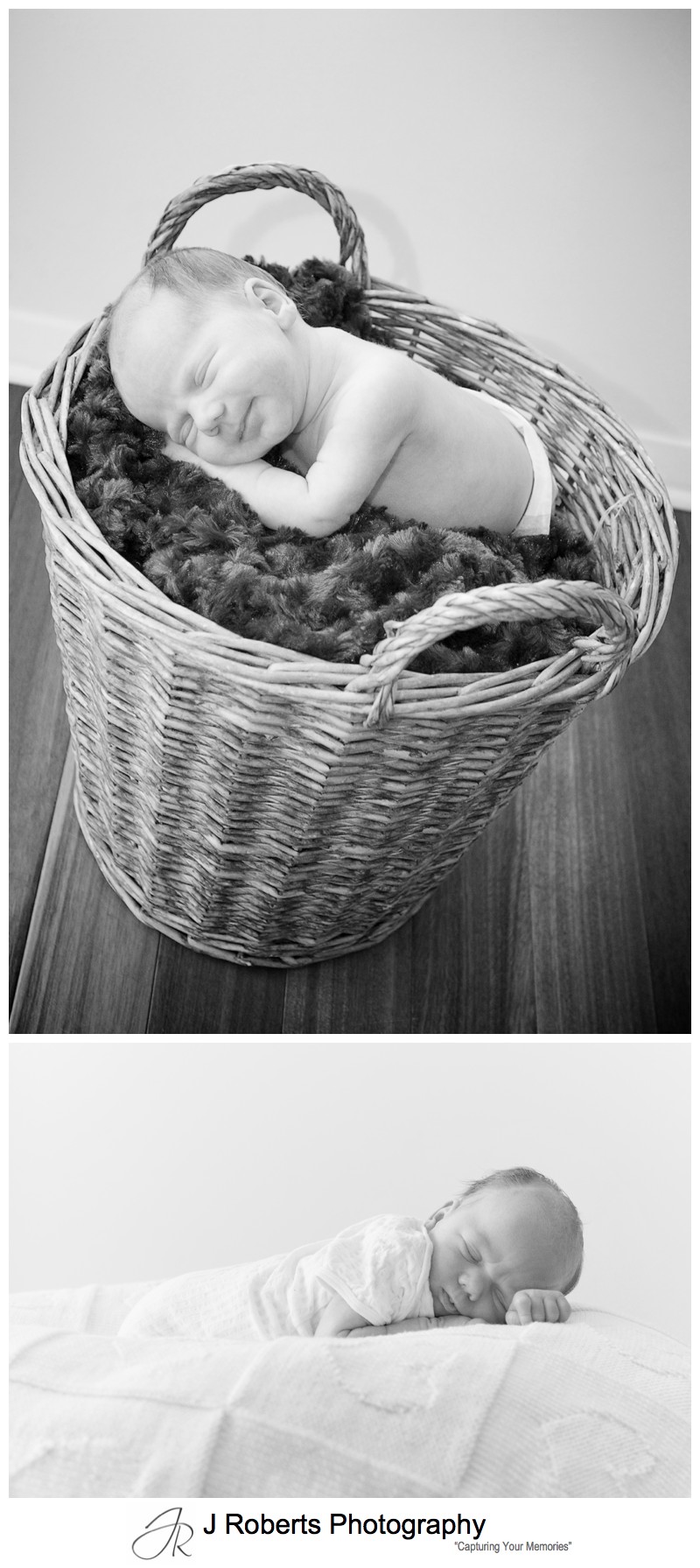Baby portrait photography in a basket - newborn baby portrait photography sydney